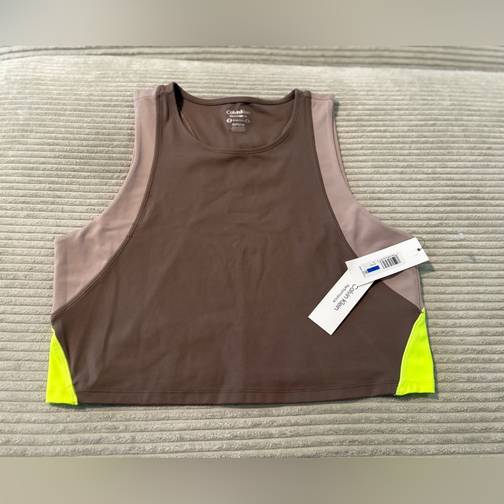 Calvin Klein Gray and Neon Crop Top